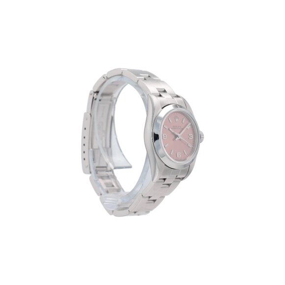 Rolex Ladies Oyster Perpetual Steel Salmon Dial Smooth Bezel Oyster Watch 76080